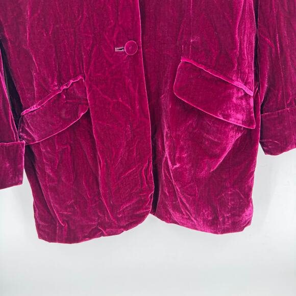 Vintage Liz Claiborne Studio Velvet Blazer Jacket Deep Burgundy Plum Size 12 - Picture 5 of 10
